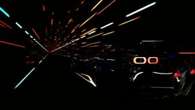 3D Speeding Sports Car On Neon. Powerful Acceleration Of A Supercar On A Night Track With Colorful Lights And Trails. 3D Animation - Powered by Shutterstock - Get 15% off with code: PIKWIZARD15