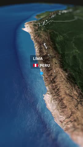 3D animated map showcasing a flight route from Lima to Bogotá. Perfect for travel videos, tourism promotions, and corporate presentations.