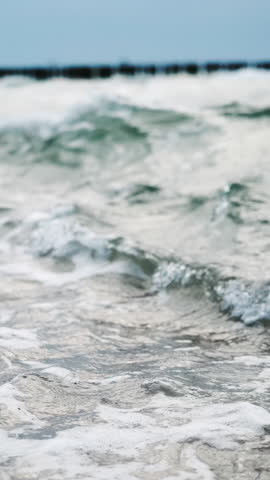 Waves Running Close Up On Sea Water In Slow Motion