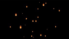 Peaceful Sky Lanterns Loop Animation for Celebrations on a Transparent Background, seamless loop, further wide shot - Powered by Shutterstock - Get 15% off with code: PIKWIZARD15