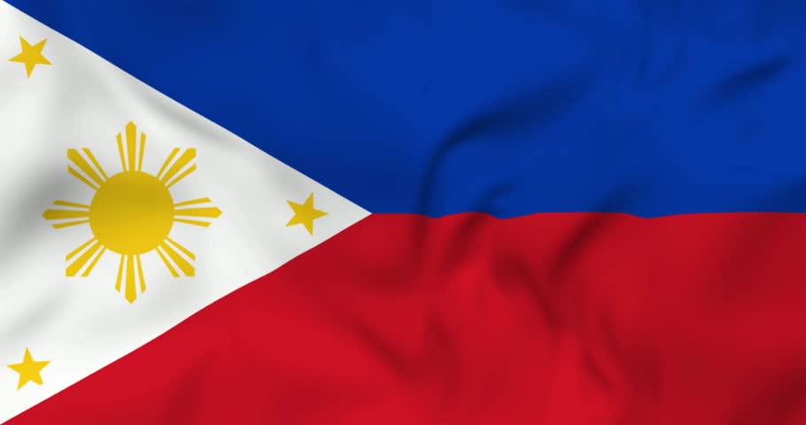 Two flying airplanes and waving flag of Philippines in background. 3d loopable animation in 4k resolution video.