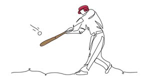 Baseball player hits the ball with a bat, animated illustration. One continuous self drawing line animation, footage of baseball hit - Powered by Shutterstock - Get 15% off with code: PIKWIZARD15