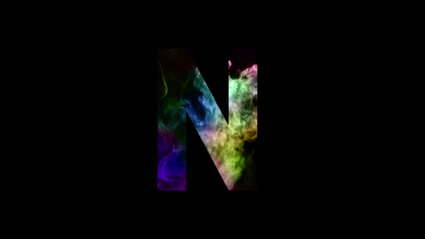 Letter N colourful text animation seamless loop. 4K