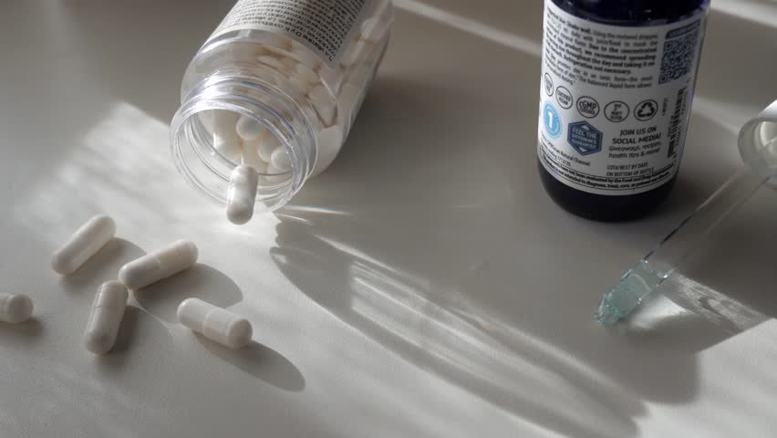 Close up of important supplement for a healthy living, zinc and magnesium as minerals for the body, zoom out