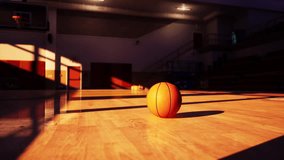 A basketball left on the wooden floor of an old, empty basketball gym, awaiting players to resume the game. - Powered by Shutterstock - Get 15% off with code: PIKWIZARD15