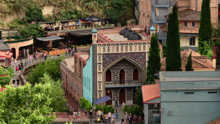 Sulfur Baths in Tbilisi with Tourists in Background