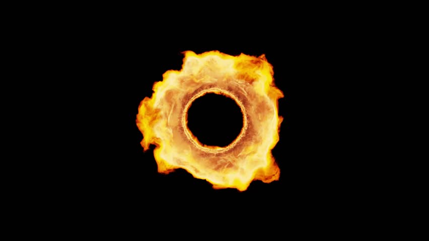 4K Burning Fire Circle Animation.  A dynamic fire ring effect featuring realistic flames and glowing motion.