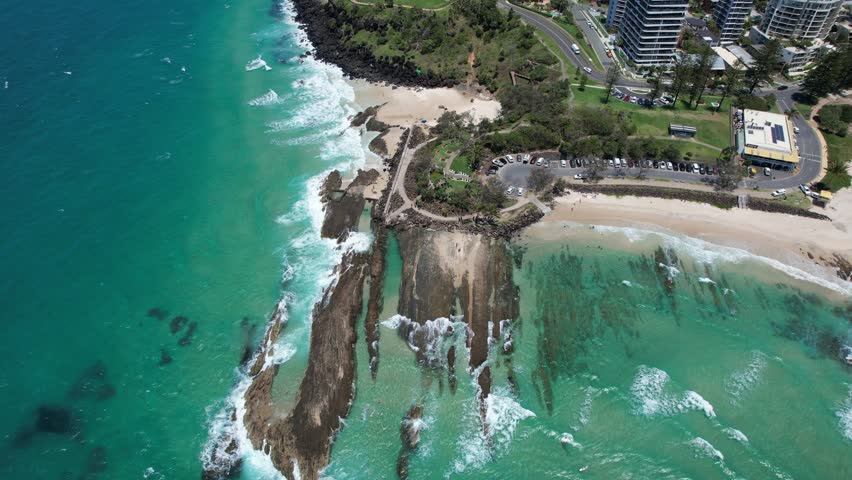 Snapper Rocks Gold Coast, Queensland, Australia - Aerial Shot
