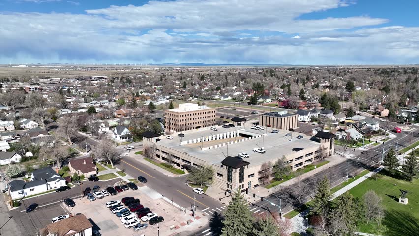 Downtown Cheyenne, Wyoming buildings and neighborhoods on a beautiful cloudy day