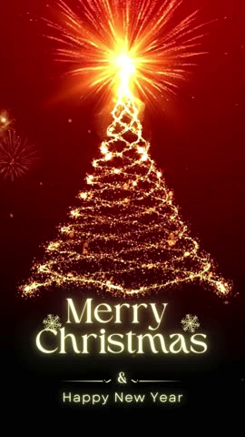 Red and Yellow Simple Elegant Merry Christmas Mobile Video