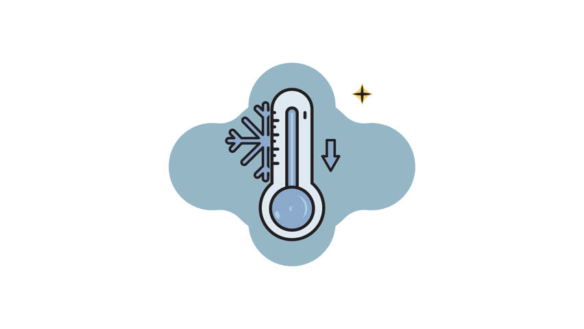 Weather temperature thermometer line color animation 2D video for winter concept , simple weather icon animated footage motion graphic illustration design