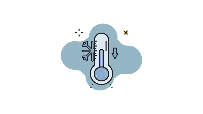 Weather temperature thermometer line color animation 2D video for winter concept , simple weather icon animated footage motion graphic illustration design