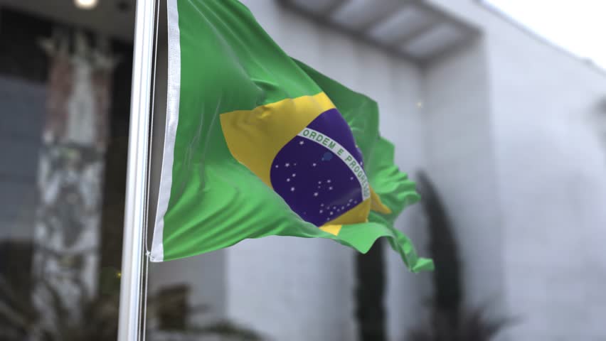 Brazil Flag in the Wind Waving Official Flag 4K