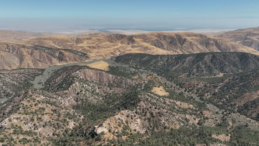 Los Padres Forest and San Joaquin Valley Aerial Shot L California USA