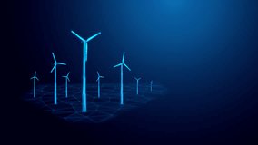Network of Wind Turbines on Digital Landscape - Harnessing Wind Energy for a Sustainable Future, Looped Animation with Alpha Channel for Transparent Background. - Powered by Shutterstock - Get 15% off with code: PIKWIZARD15