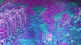Abstract 3D cubes loop. Digital landscape. Geometric terrain. Shiny blocks affected by fractal turbulence. Pixel sorting. Glitch art. Neon colors. Seamless looping. - Powered by Shutterstock - Get 15% off with code: PIKWIZARD15