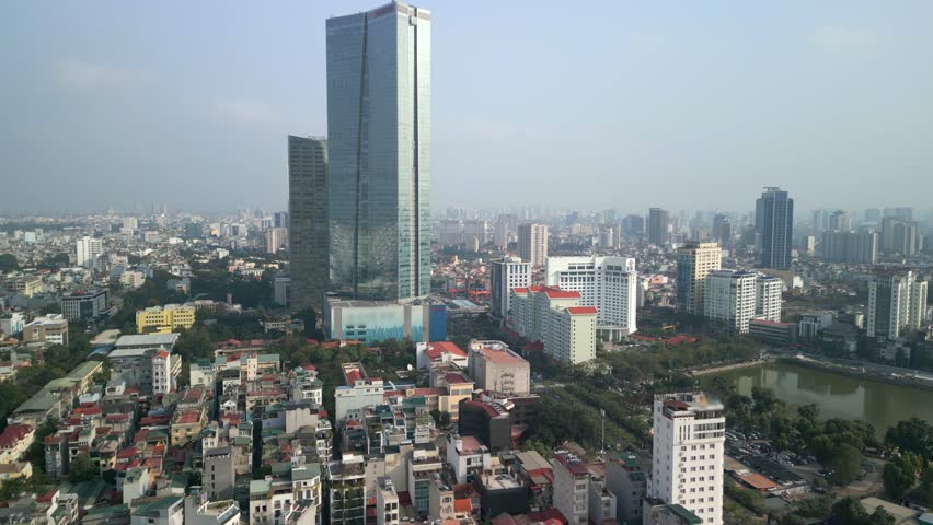 Aerial view of Hanoi city skyline in Vietnam
