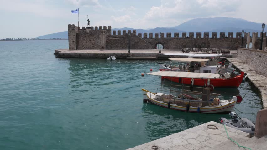 Small boats at the Nafpaktos port