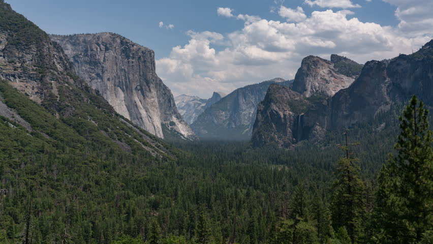 Yosemite Tunnel View Time Lapse Tilt Up Sierra Nevada Mountains California USA