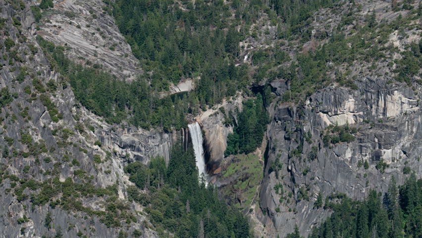 Yosemite Vernal Fall Mist Trail Telephoto from Glacier Point Sierra Nevada Mountains California USA