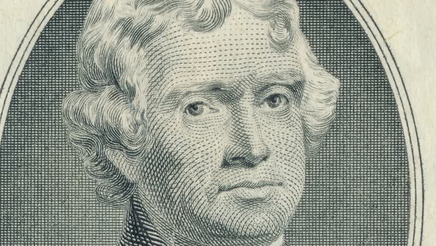 Detailed view of US $2 bill showcasing Thomas Jefferson