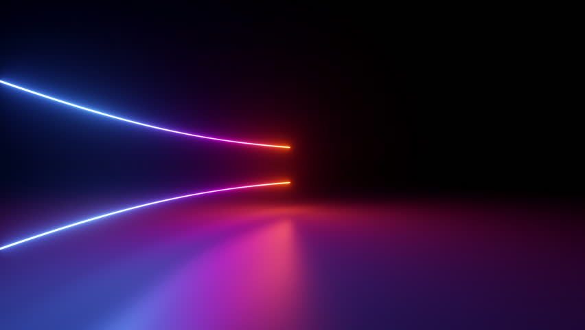 looping 3d animation, abstract minimalist geometric background. Collection of assorted neon arrows, linear sign appears and fades away