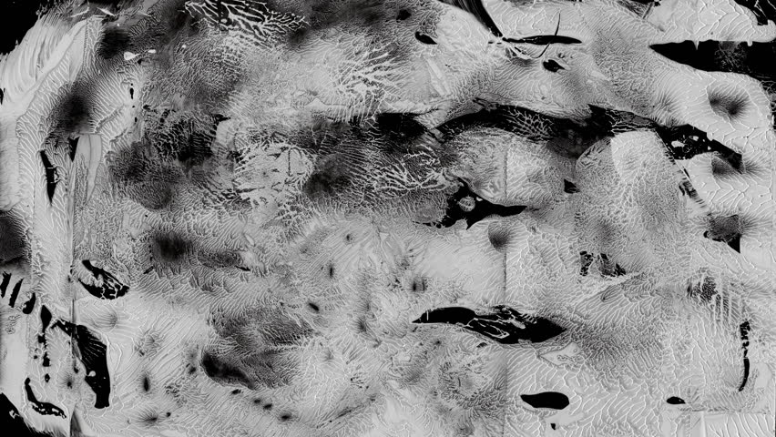 Abstract monochromatic animation of paint stains, fresh paint, worn out walls, decalcomanie textures. Seamless loop. Slideshow. Low frame rate effect.