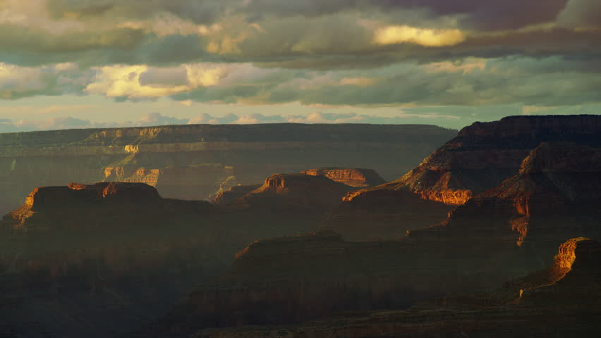 evening sun rays by the south rim Grand Canyon National Park Arizona USA