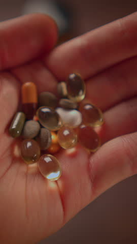 A Handful of Various Types of Dietary Supplements and Pills for Health and Wellness