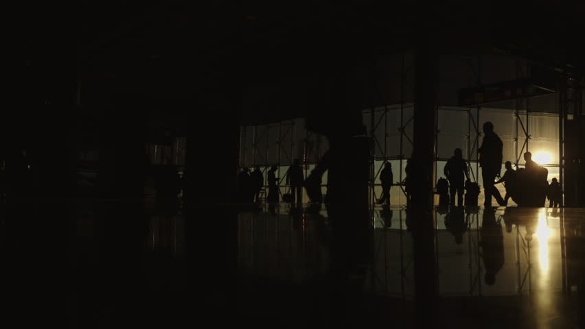 Timelapse of Busy Airport Terminal: Diverse Multi-Ethnic Crowd of People Walking, Hurry or Wait for their Flights. Big Airline Hub with Airplanes Departing and Arriving