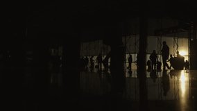 Timelapse of Busy Airport Terminal: Diverse Multi-Ethnic Crowd of People Walking, Hurry or Wait for their Flights. Big Airline Hub with Airplanes Departing and Arriving - Powered by Shutterstock - Get 15% off with code: PIKWIZARD15