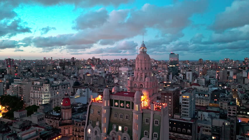Buenos Aires Sunset: A Drone's-Eye View. Buenos Aires at sunset! Drone footage of the city skyline, including the iconic Palacio Barolo. 22.12.2024