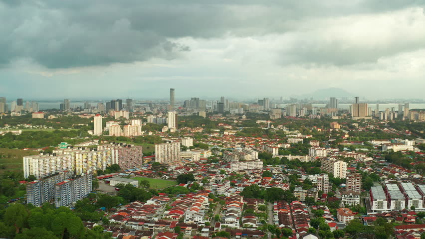 Penang island aerial view, George Town, Malaysia