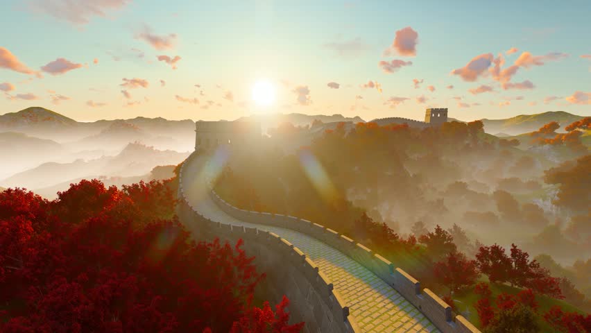 Sunrise scenery of the Great Wall of China, Beijing