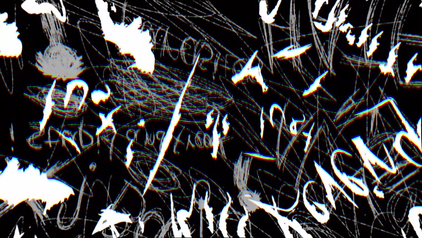 Abstract scribble looping animation on black background. 4K Quality