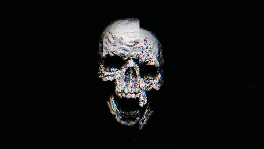 Skull animation with black and white abstract transition effect. 4K quality footage