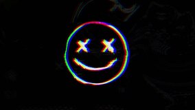 Rotating smiley face symbol animation with colored glitch effect. 4K quality - Powered by Shutterstock - Get 15% off with code: PIKWIZARD15