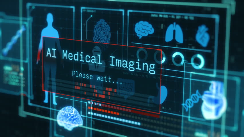 AI in medicine and healthcare, medical diagnosis, artificial intelligence in medical imaging, remote patient monitoring, telehealth, futuristic interface, technology innovation (3d render)