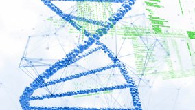 Animation of network of connections over data processing and blue dna strand on white background. technology, science and business concept digitally generated video. - Powered by Shutterstock - Get 15% off with code: PIKWIZARD15
