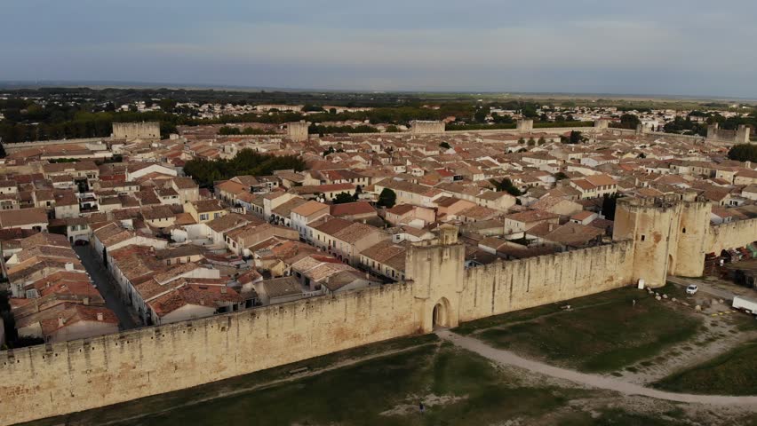 Aigues Mortes medieval walled city in Gard department of France.