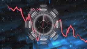 Animation of scope scanning over financial data processing and blue glowing shapes. global technology, computing and digital interface concept digitally generated video. - Powered by Shutterstock - Get 15% off with code: PIKWIZARD15