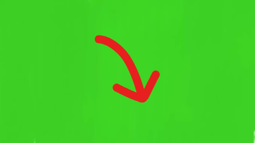 Red Down Arrow Animation On Green Screen.Next Slide Down Arrow Direction HD Footage