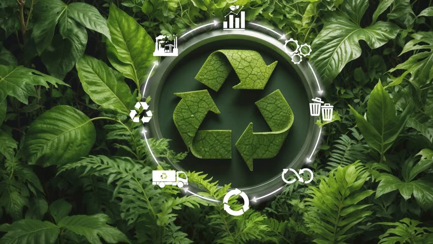 Circular economy concept for future business growth and environmental sustainability and reduce pollution for future business and environmental growth.Renewable resources.Green business.