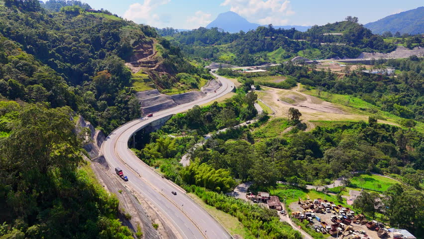 Aerial video made with a drone over the new road, in the municipality of Amagá, Antioquia, Colombia