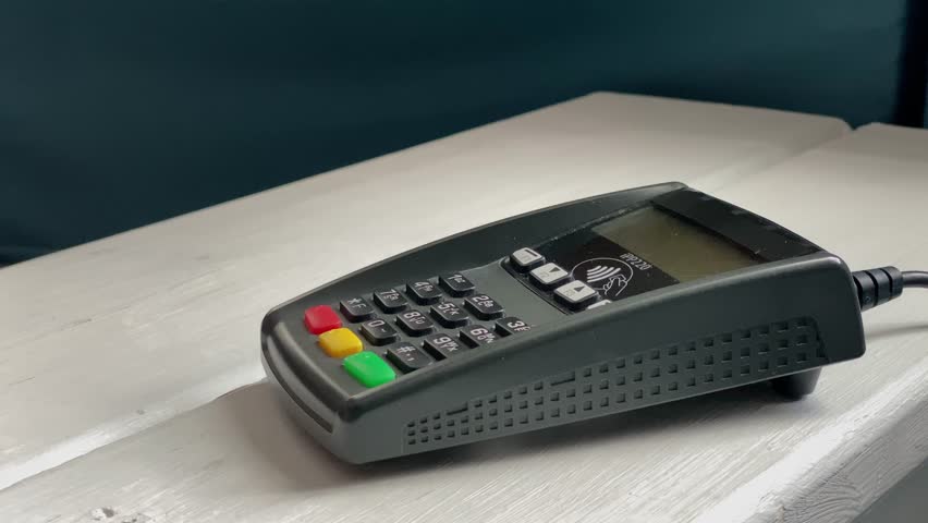payment terminal.bank card.close-up of payment terminal.High quality 4K footage.