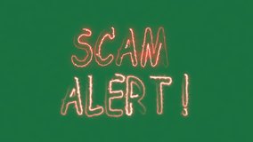 Scam Alert Digital saber Animation. Warning Text Motion Graphic in red Color animated. - Powered by Shutterstock - Get 15% off with code: PIKWIZARD15