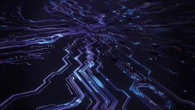 Blue AI microchip Motherboard abstract circuit board Artificial Intelligence concept. Futuristic Polygonal CPU or semiconductor. Computer Processors CPU digital chip HUD elements. ai art technology - Powered by Shutterstock - Get 15% off with code: PIKWIZARD15