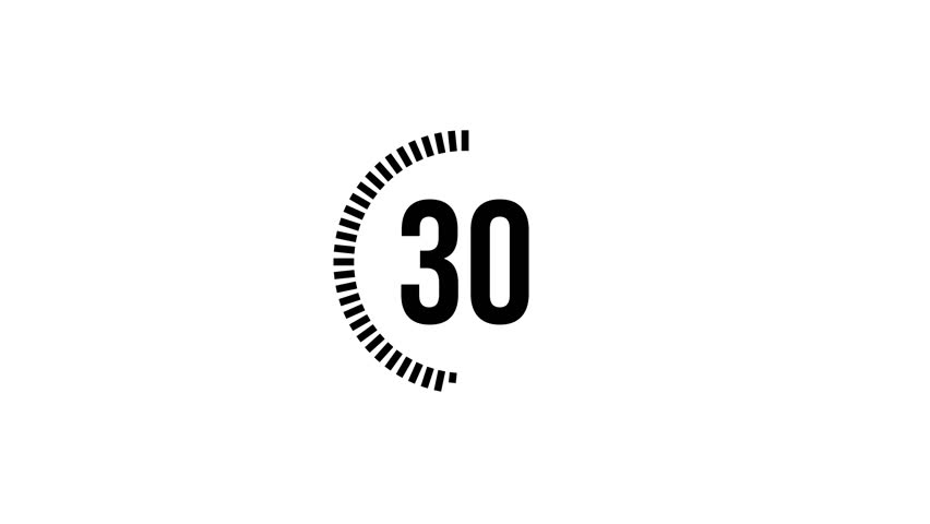 60 seconds countdown. Timer animation with progress bar cells disappearing. Digital clock circle timer sec