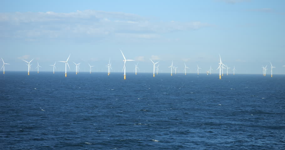 An offshore wind farm in the North Sea near Amsterdam