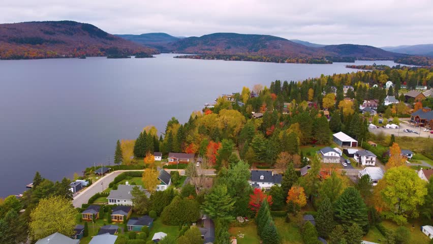 Drone view Over Mont Tremblant in Québec, Canada
